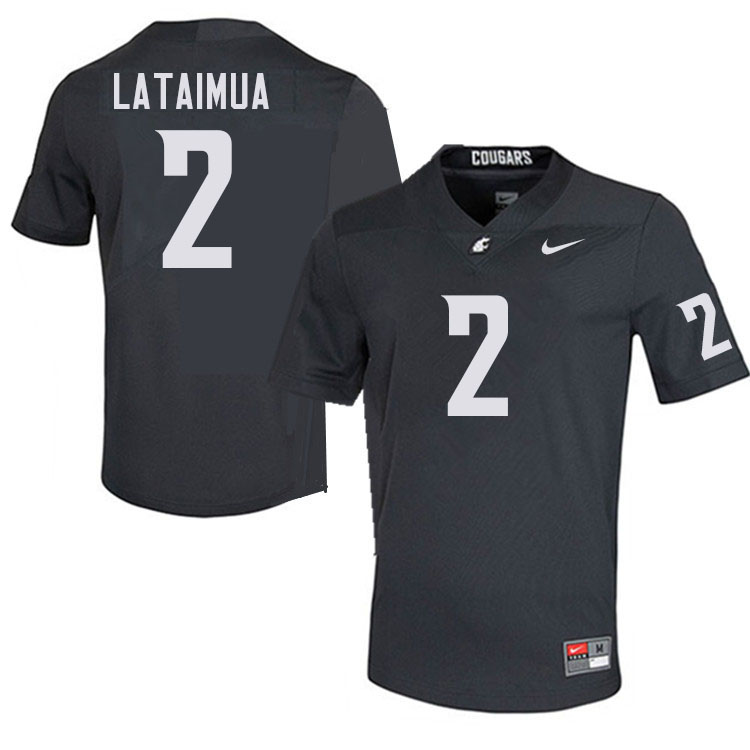 Men #2 Jackson Lataimua Washington State Cougars College Football Jerseys Stitched-Charcoal